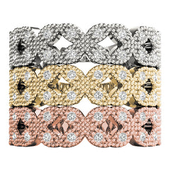 Vintage Milgrain Stackable Half Eternity Ring in Gold & Platinum