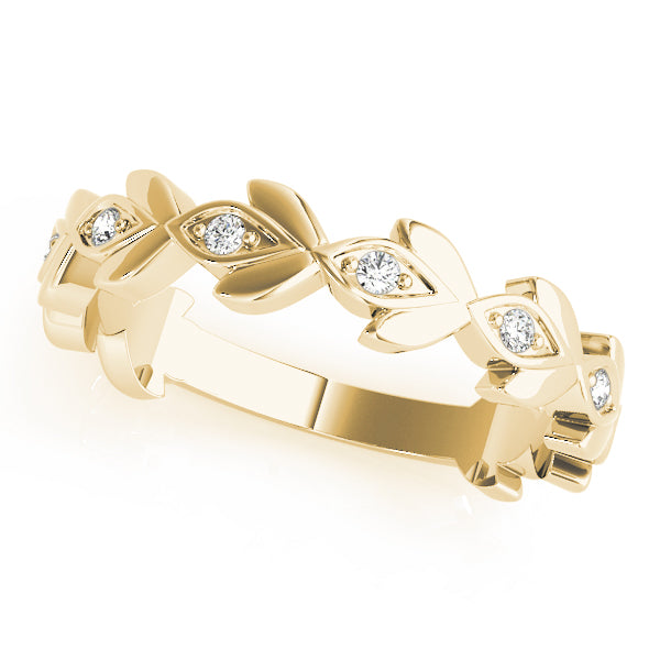 Nature Inspired Floral Stackable Half Eternity Ring in Gold & Platinum