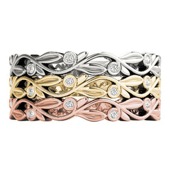 Nature Inspired Stackable Half Eternity Ring in Gold & Platinum