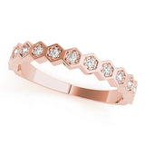 Hexagon Shaped Stackable Half Eternity Ring in Gold & Platinum