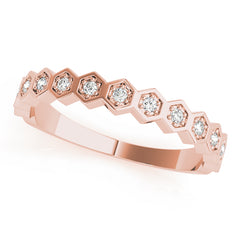 Hexagon Shaped Stackable Half Eternity Ring in Gold & Platinum