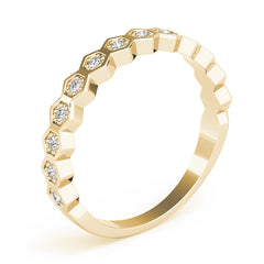 Hexagon Shaped Stackable Half Eternity Ring in Gold & Platinum