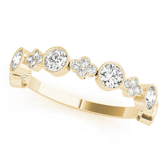 Round & Clover Milgrain Half Eternity Ring in Gold & Platinum