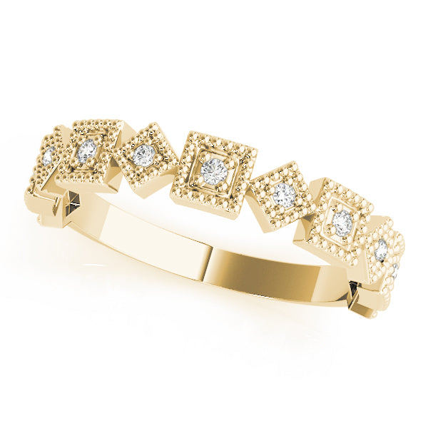 Vintage-Inspired Milgrain Half Eternity Ring in Gold & Platinum