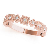 Vintage-Inspired Milgrain Half Eternity Ring in Gold & Platinum