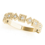 Vintage-Inspired Milgrain Half Eternity Ring in Gold & Platinum
