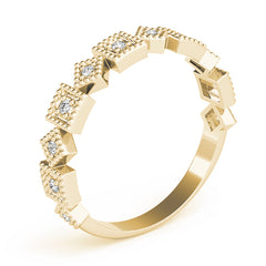 Vintage-Inspired Milgrain Half Eternity Ring in Gold & Platinum