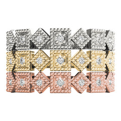 Vintage-Inspired Milgrain Half Eternity Ring in Gold & Platinum