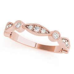 Stackable Milgrain Half Eternity Ring in Gold & Platinum