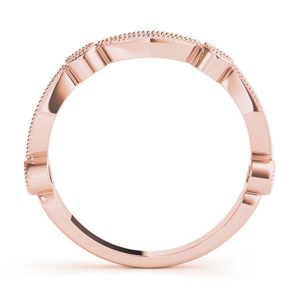 Stackable Milgrain Half Eternity Ring in Gold & Platinum