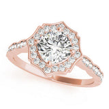 Dazzling Scalloped Halo Ring Cushion Diamond Engagement Ring — 9K/18K Gold & Platinum