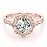Dazzling Scalloped Halo Ring Cushion Diamond Engagement Ring — 9K/18K Gold & Platinum