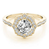 Dazzling Scalloped Halo Ring Cushion Diamond Engagement Ring — 9K/18K Gold & Platinum
