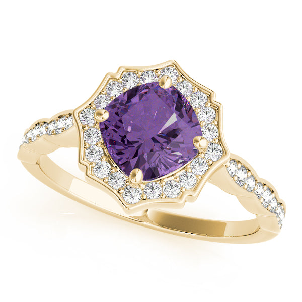 Dazzling Scalloped Halo Ring Cushion Diamond Engagement Ring — 9K/18K Gold & Platinum