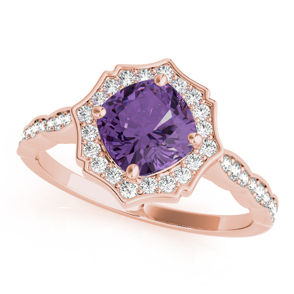 Dazzling Scalloped Halo Ring Cushion Diamond Engagement Ring — 9K/18K Gold & Platinum