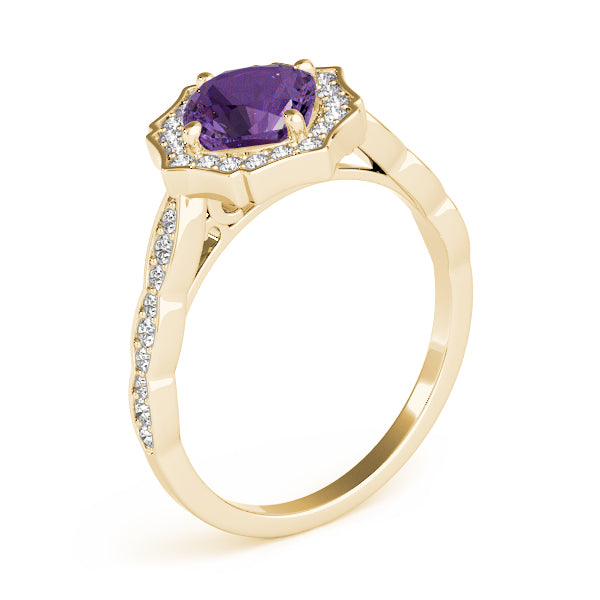 Dazzling Scalloped Halo Ring Cushion Diamond Engagement Ring — 9K/18K Gold & Platinum