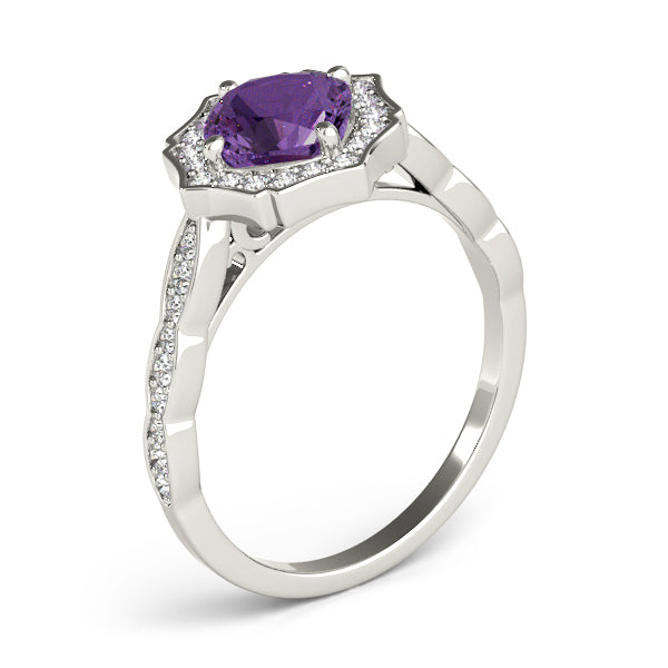 Dazzling Scalloped Halo Ring Cushion Diamond Engagement Ring — 9K/18K Gold & Platinum