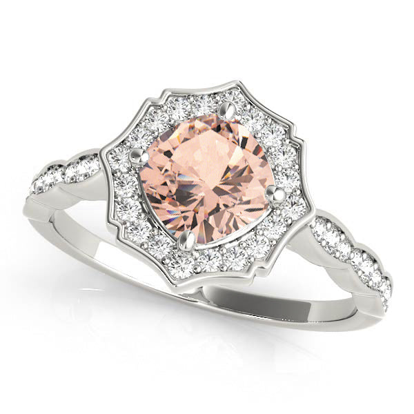 Dazzling Scalloped Halo Ring Cushion Diamond Engagement Ring — 9K/18K Gold & Platinum