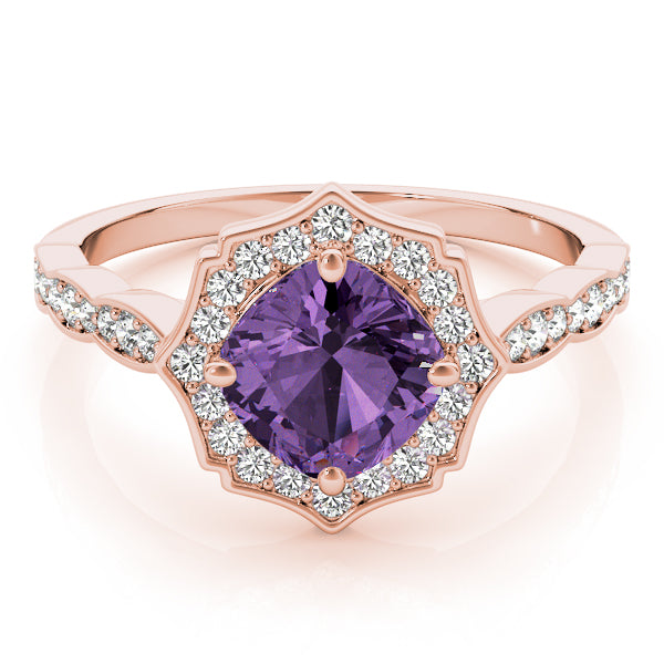 Dazzling Scalloped Halo Ring Cushion Diamond Engagement Ring — 9K/18K Gold & Platinum