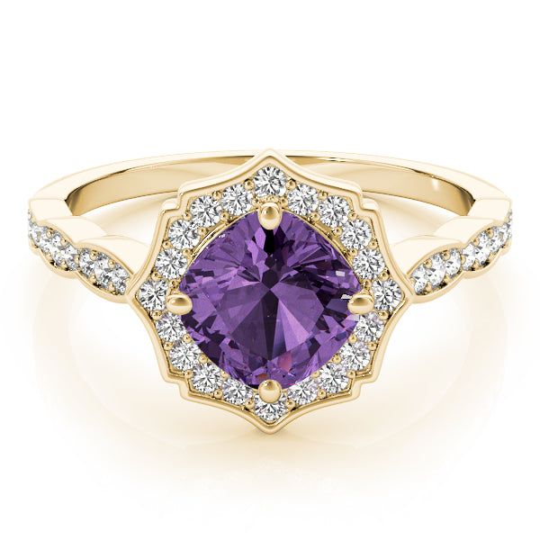 Dazzling Scalloped Halo Ring Cushion Diamond Engagement Ring — 9K/18K Gold & Platinum