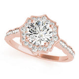 Splendid Scalloped Halo Ring Round Diamond Engagement Ring — 9K/18K Gold & Platinum