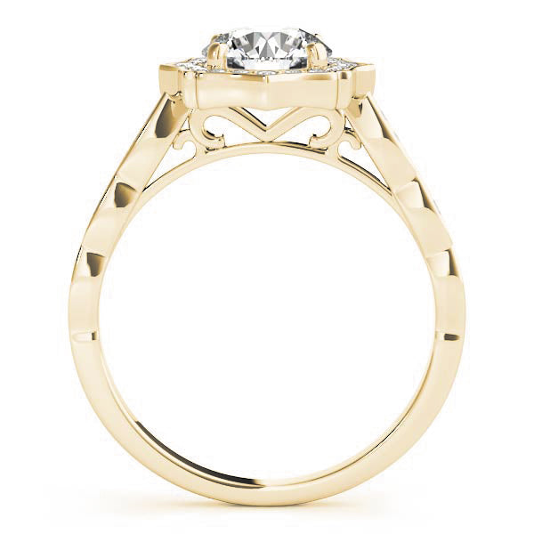 Splendid Scalloped Halo Ring Round Diamond Engagement Ring — 9K/18K Gold & Platinum