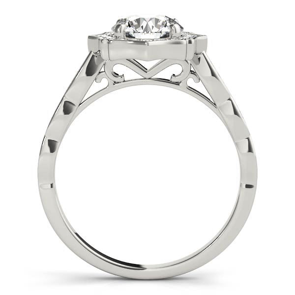 Splendid Scalloped Halo Ring Round Diamond Engagement Ring — 9K/18K Gold & Platinum