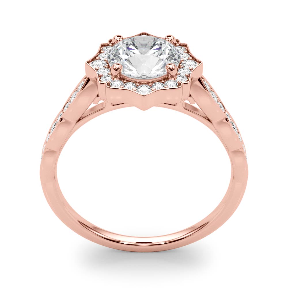 Splendid Scalloped Halo Ring Round Diamond Engagement Ring — 9K/18K Gold & Platinum
