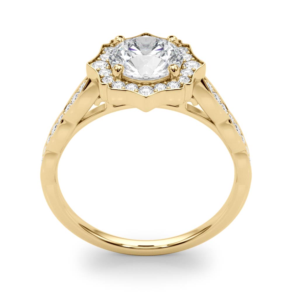 Splendid Scalloped Halo Ring Round Diamond Engagement Ring — 9K/18K Gold & Platinum