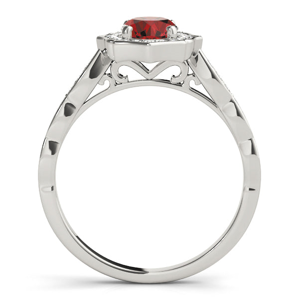 Crowned Scalloped Halo Ring Oval Diamond Engagement Ring — 9K/18K Gold & Platinum