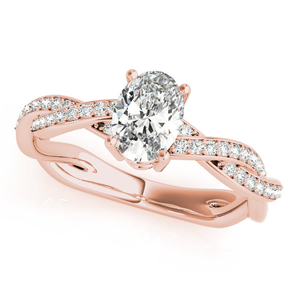 Splendid Ring With Braided Shank Oval Diamond Engagement Ring — 9K/18K Gold & Platinum