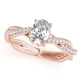 Splendid Ring With Braided Shank Oval Diamond Engagement Ring — 9K/18K Gold & Platinum