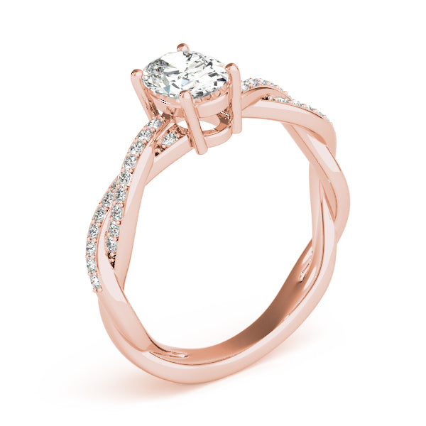 Splendid Ring With Braided Shank Oval Diamond Engagement Ring — 9K/18K Gold & Platinum