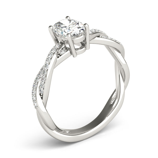 Splendid Ring With Braided Shank Oval Diamond Engagement Ring — 9K/18K Gold & Platinum