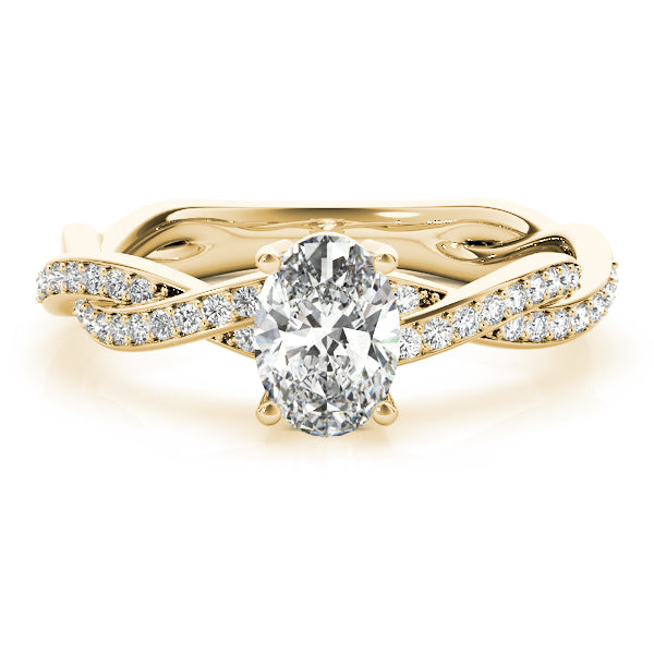 Splendid Ring With Braided Shank Oval Diamond Engagement Ring — 9K/18K Gold & Platinum
