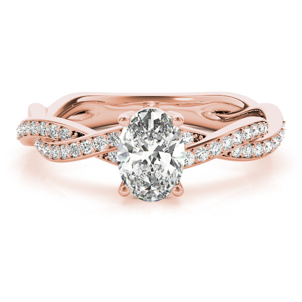 Splendid Ring With Braided Shank Oval Diamond Engagement Ring — 9K/18K Gold & Platinum