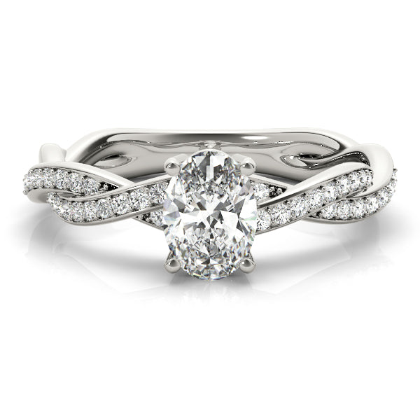 Splendid Ring With Braided Shank Oval Diamond Engagement Ring — 9K/18K Gold & Platinum