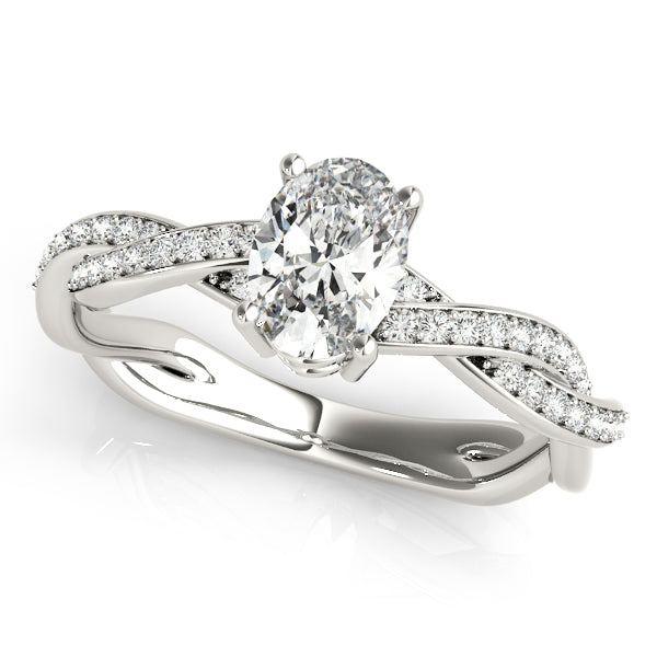 Splendid Ring With Braided Shank Oval Diamond Engagement Ring — 9K/18K Gold & Platinum
