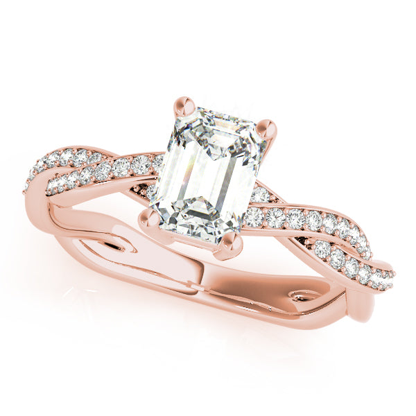 Statement Cut Ring With Braided Shank Emerald Diamond Engagement Ring — 9K/18K Gold & Platinum