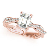 Statement Cut Ring With Braided Shank Emerald Diamond Engagement Ring — 9K/18K Gold & Platinum