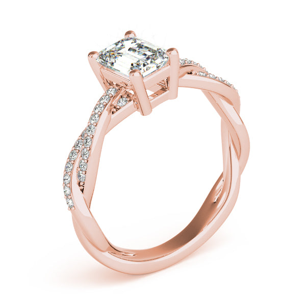 Statement Cut Ring With Braided Shank Emerald Diamond Engagement Ring — 9K/18K Gold & Platinum