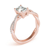 Statement Cut Ring With Braided Shank Emerald Diamond Engagement Ring — 9K/18K Gold & Platinum
