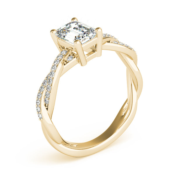 Statement Cut Ring With Braided Shank Emerald Diamond Engagement Ring — 9K/18K Gold & Platinum