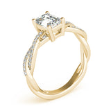 Statement Cut Ring With Braided Shank Emerald Diamond Engagement Ring — 9K/18K Gold & Platinum
