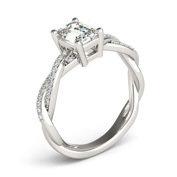 Statement Cut Ring With Braided Shank Emerald Diamond Engagement Ring — 9K/18K Gold & Platinum