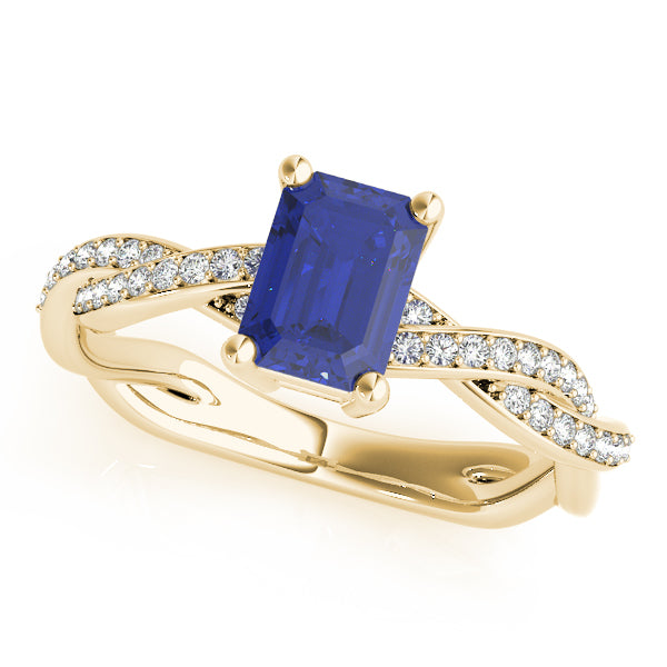 Statement Cut Ring With Braided Shank Emerald Diamond Engagement Ring — 9K/18K Gold & Platinum