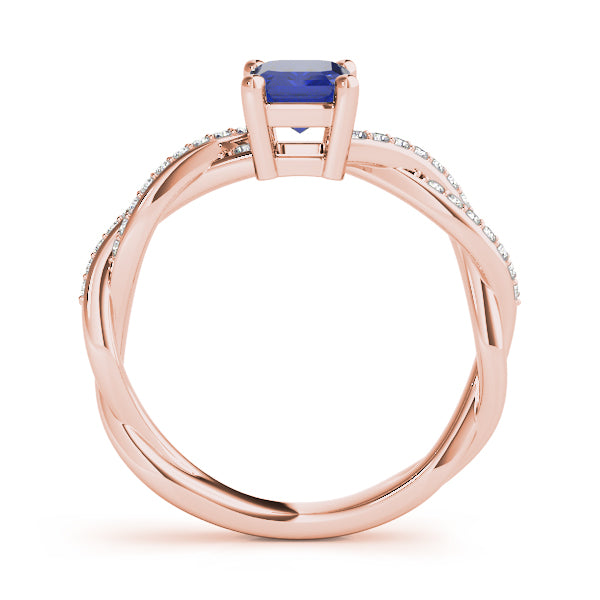 Statement Cut Ring With Braided Shank Emerald Diamond Engagement Ring — 9K/18K Gold & Platinum