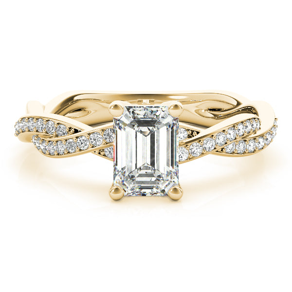 Statement Cut Ring With Braided Shank Emerald Diamond Engagement Ring — 9K/18K Gold & Platinum
