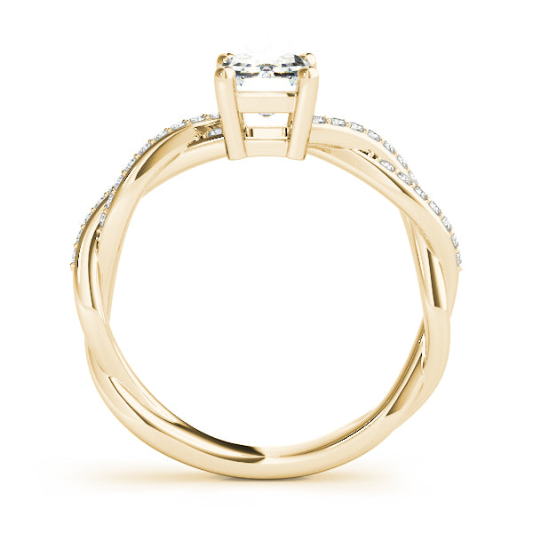 Statement Cut Ring With Braided Shank Emerald Diamond Engagement Ring — 9K/18K Gold & Platinum