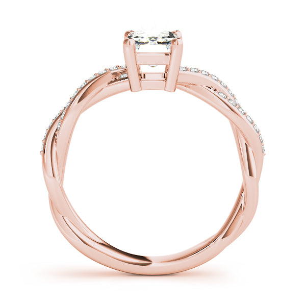 Statement Cut Ring With Braided Shank Emerald Diamond Engagement Ring — 9K/18K Gold & Platinum